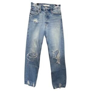 Mother The Tomcat The Confession High Rise Distressed Straight Leg Jeans 24‎